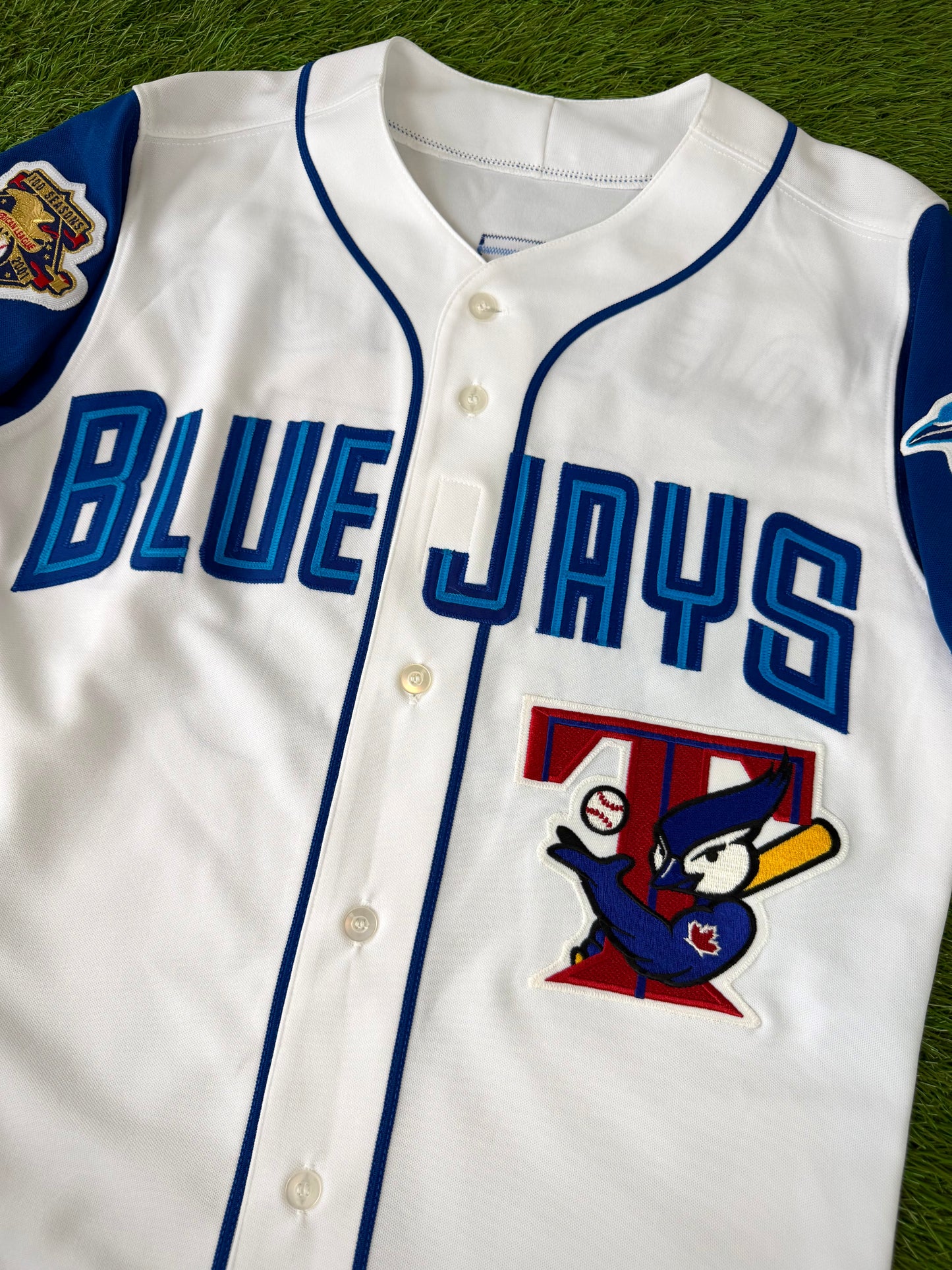 Toronto Blue Jays Carlos Delgado 2001 Faux Vest Home Alternate MLB Baseball Jersey (40/Medium)