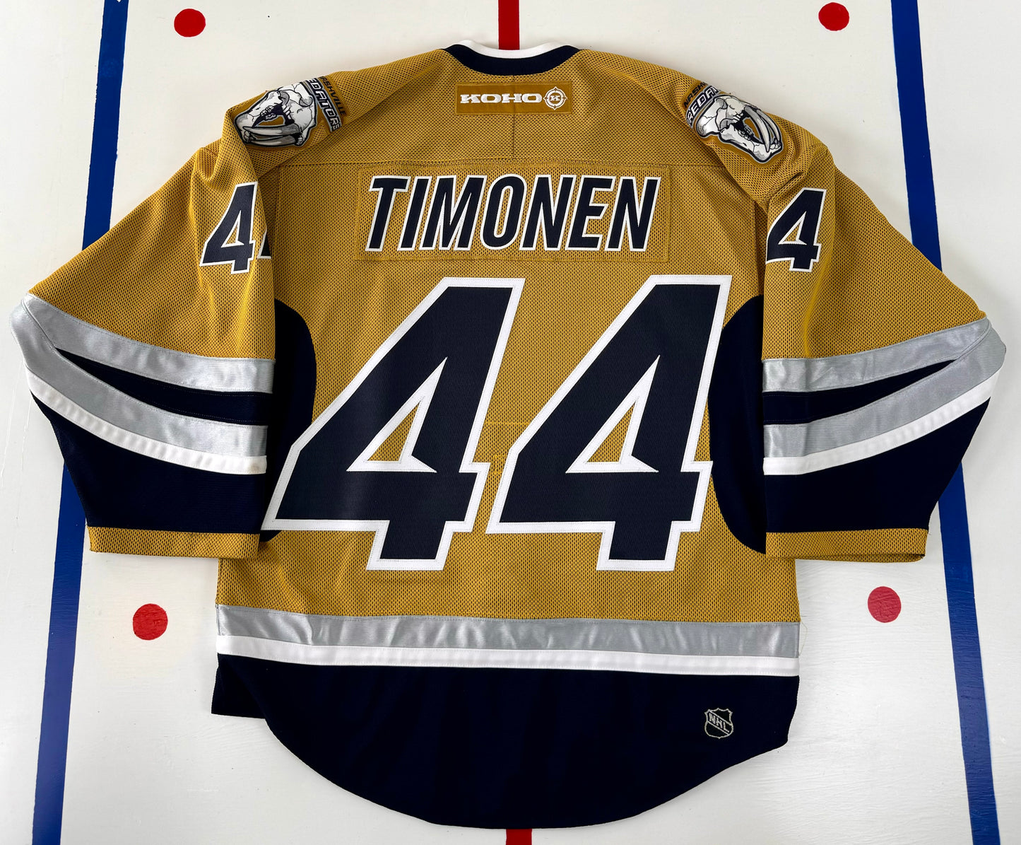 Nashville Predators 2003-2004 Kimmo Timonen “Mustard Cat” NHL Hockey Jersey (48/Large)