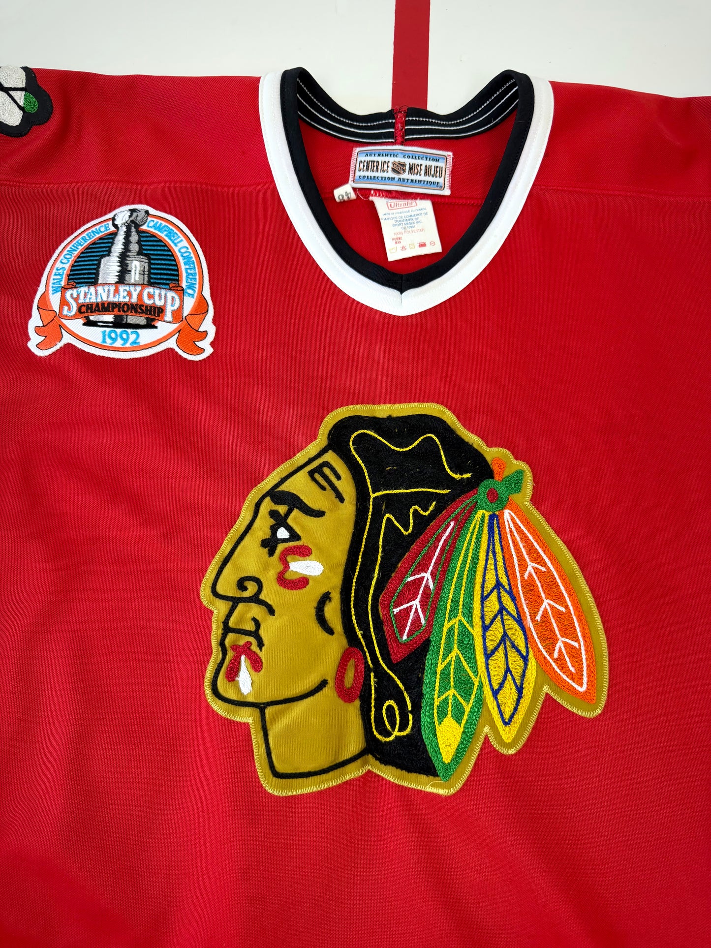 Chicago Blackhawks Ed Belfour 1992 Stanley Cup Finals NHL Hockey Jersey (48/Large)