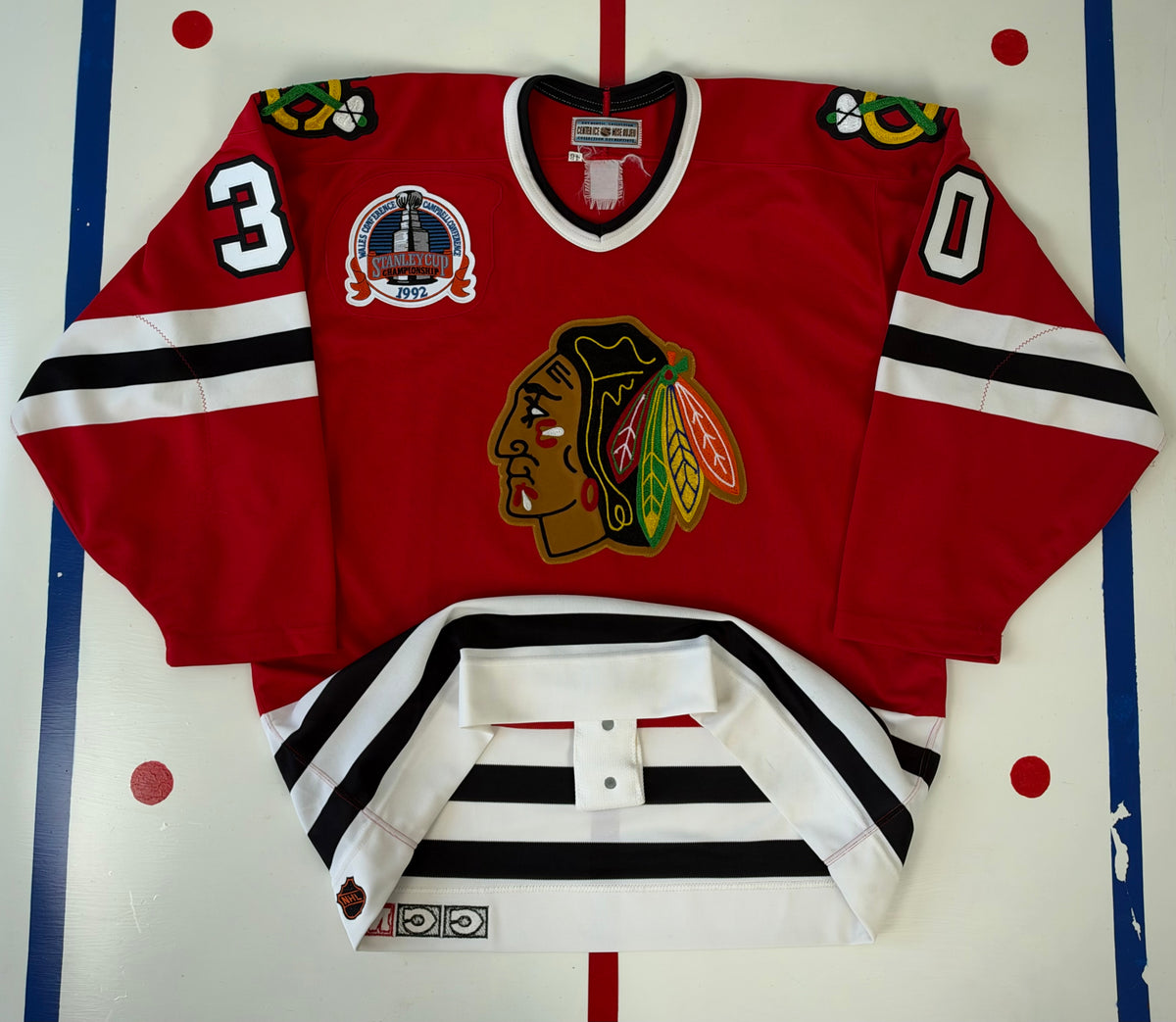Chicago Blackhawks Ed Belfour 1992 Stanley Cup Finals NHL Hockey Jersey (48/Large)
