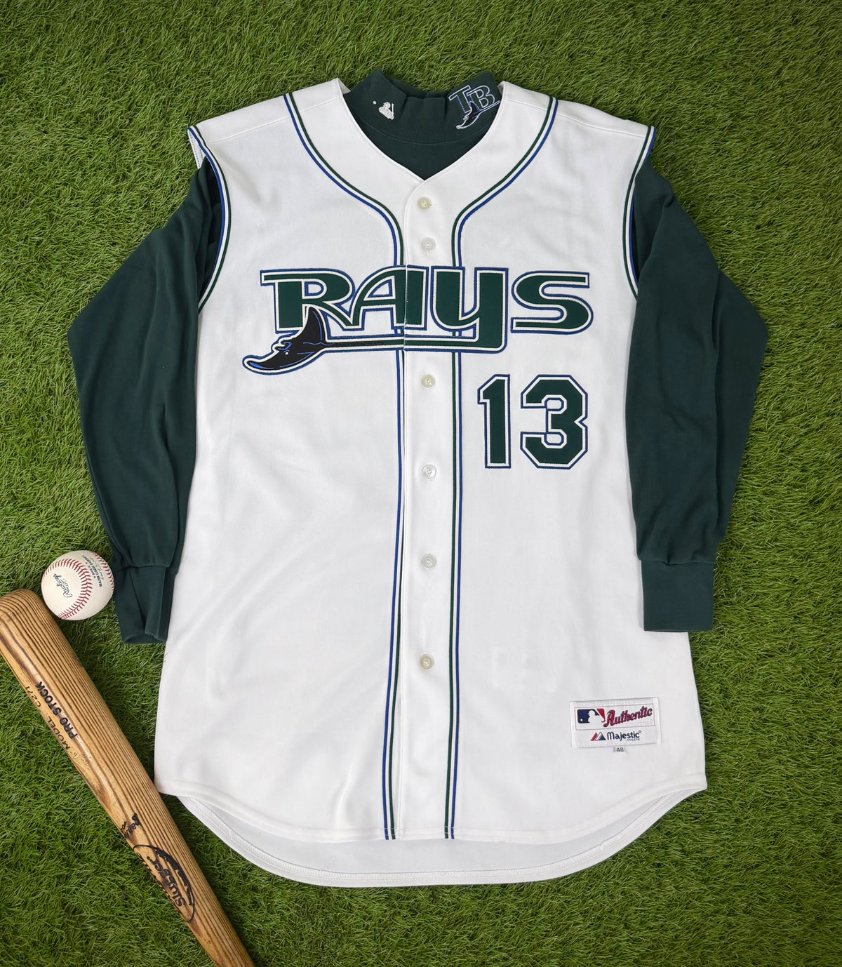 Tampa Bay Devil Rays Carl Crawford 2005-2006 MLB Baseball Vest Jersey & Undershirt (48/XL)