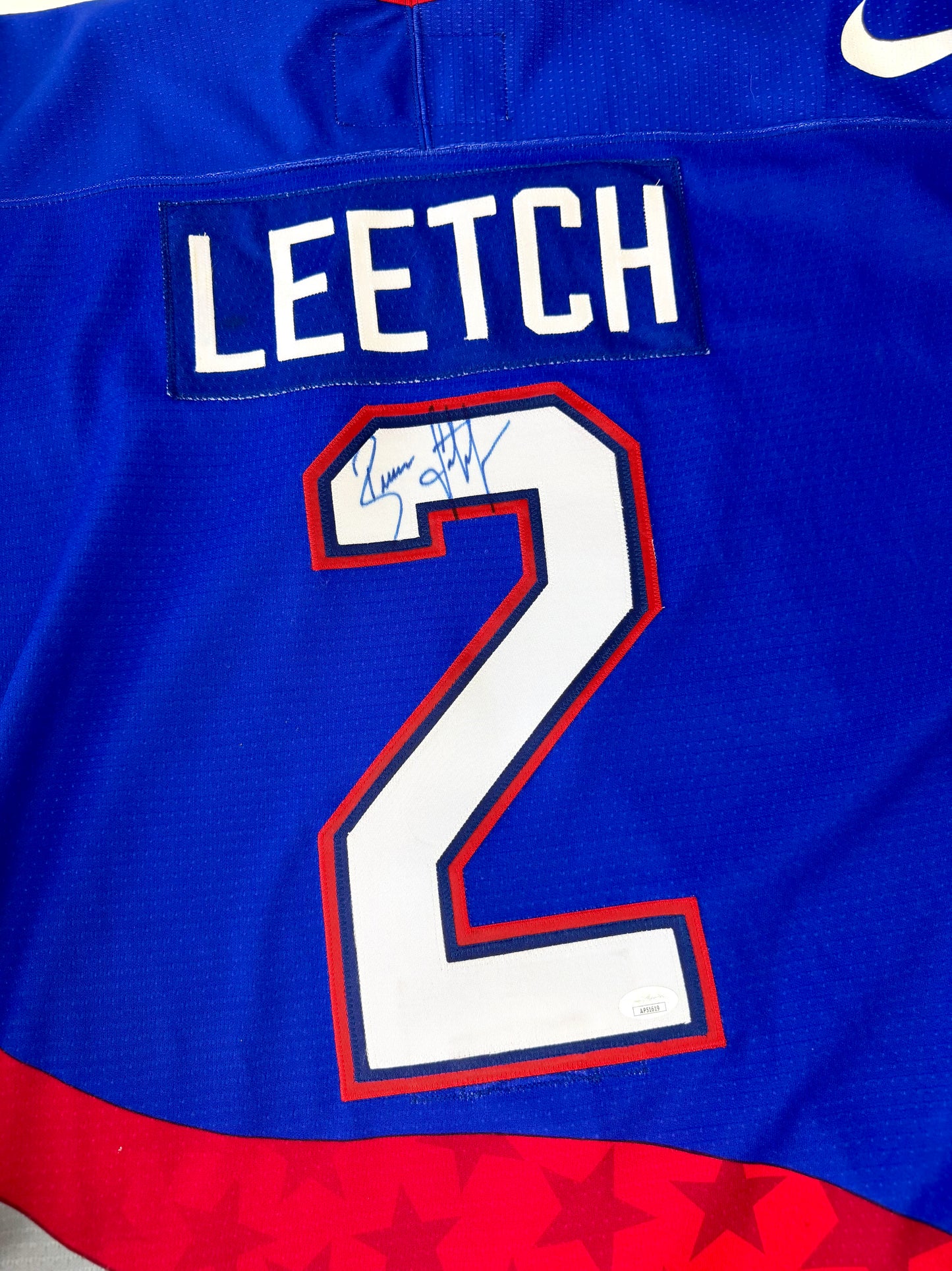 Team USA Brian Leetch Autographed 2004 World Cup of Hockey Jersey (56/XXL)