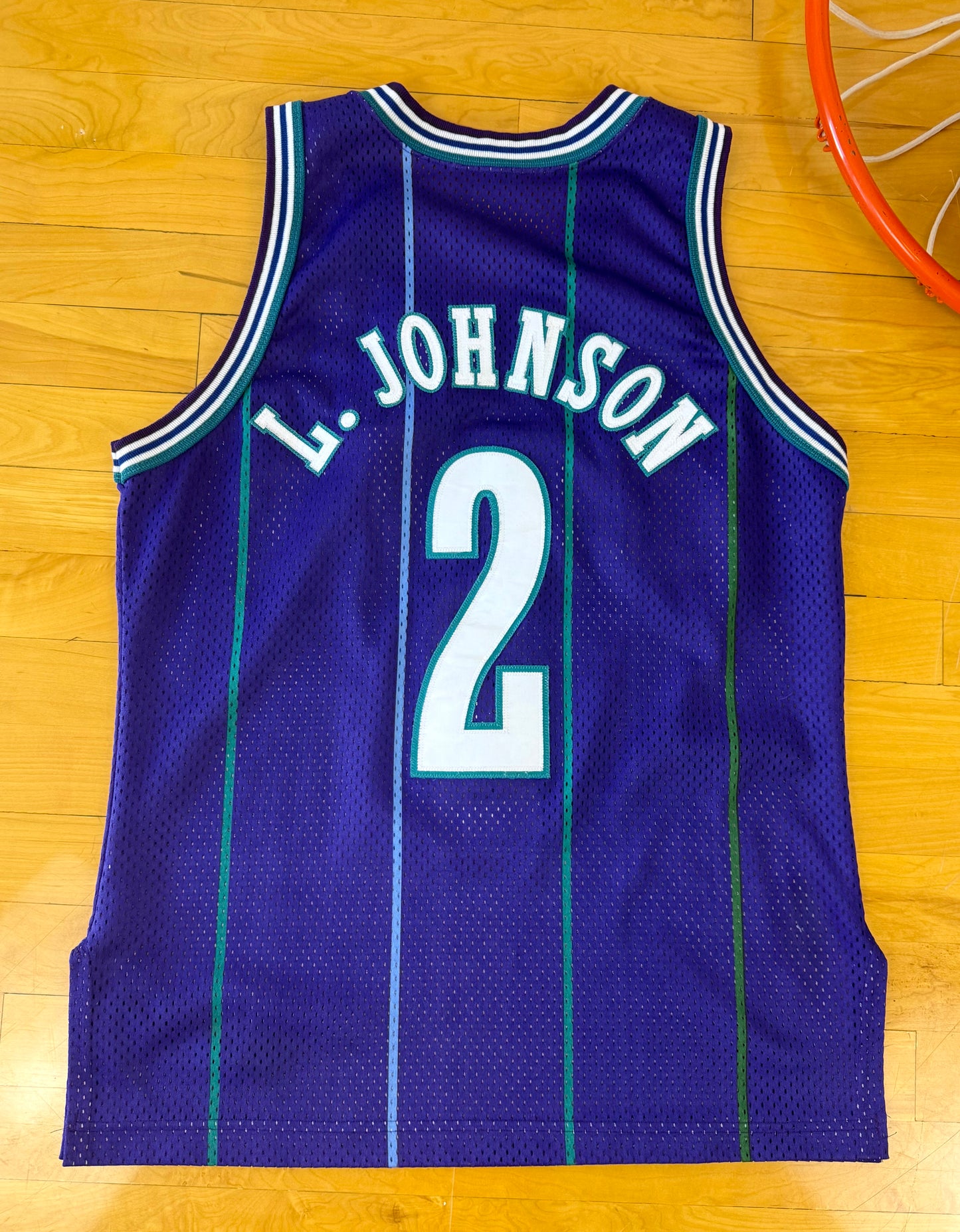 Charlotte Hornets Larry Johnson 1994-1996 NBA Basketball Jersey (40/Medium)