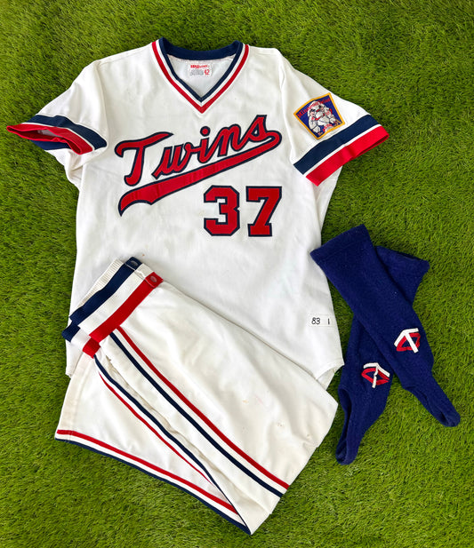 Minnesota Twins Bobby Castillo 1983 Game Worn MLB Baseball Jersey, Pants, and Stirrups (42/Medium)