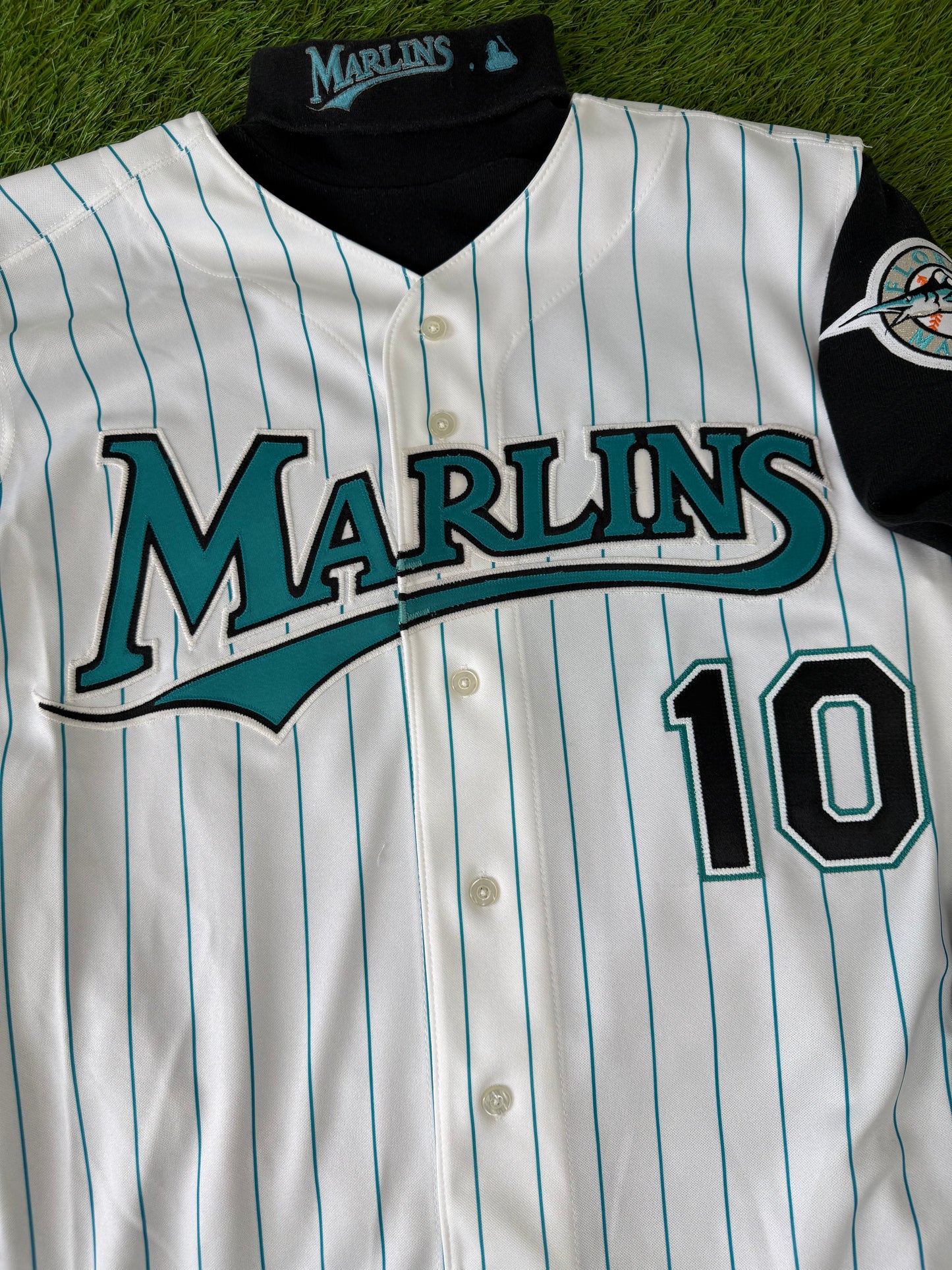 Florida Marlins Gary Sheffield 1995-1998 MLB Baseball Vest Jersey & Long Sleeved Undershirt (48/XL)