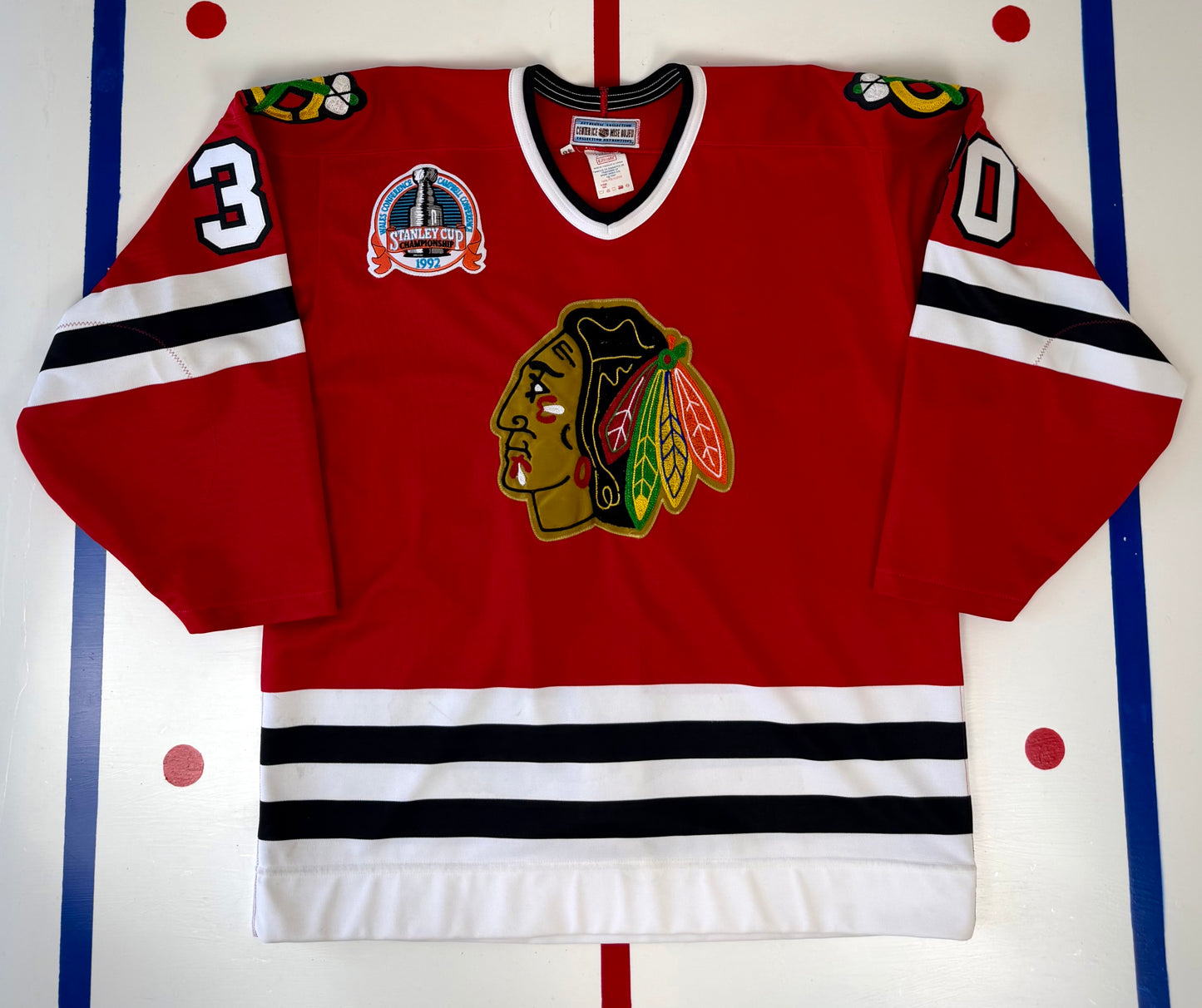 Chicago Blackhawks Ed Belfour 1992 Stanley Cup Finals NHL Hockey Jersey (48/Large)
