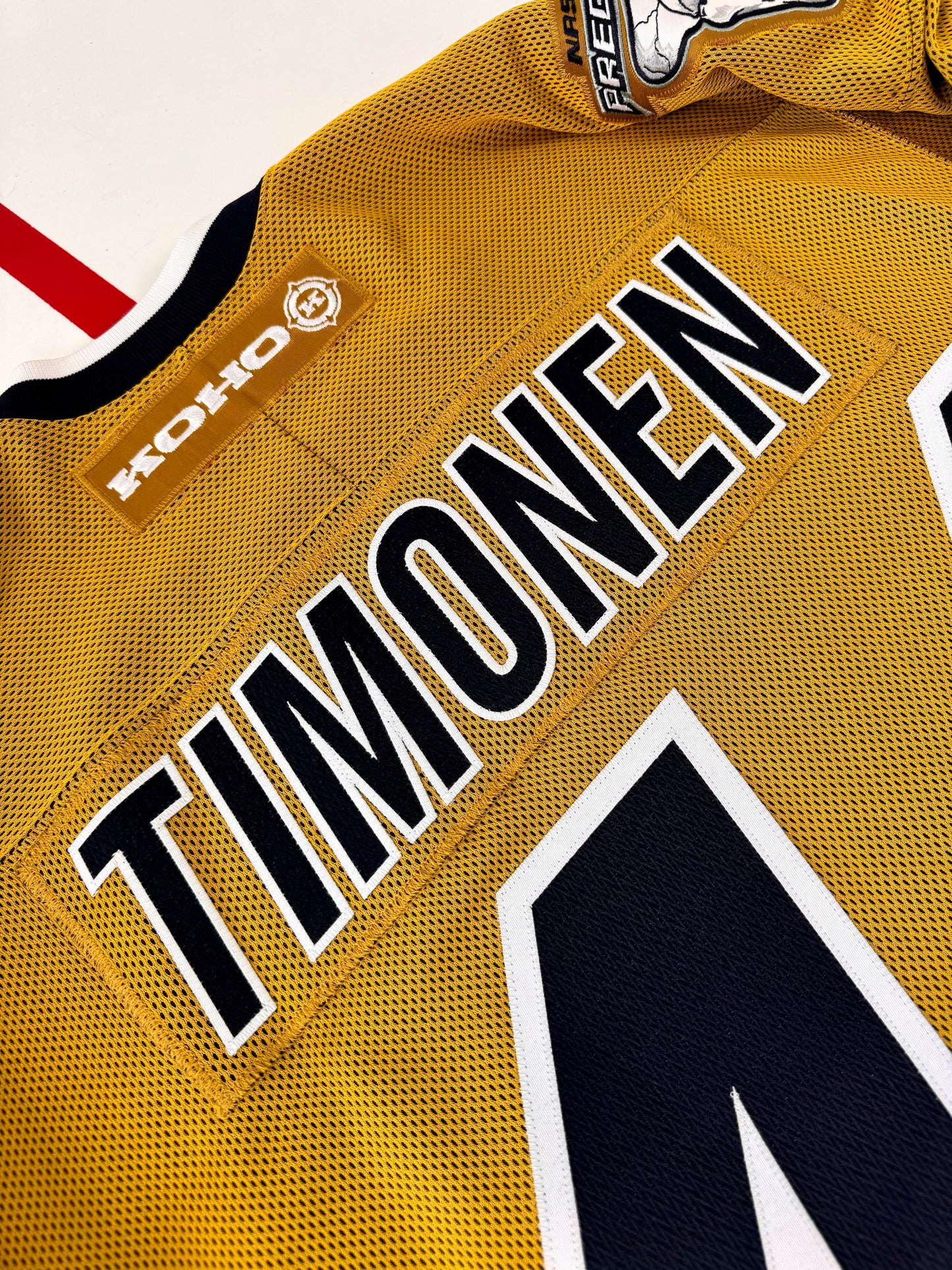 Nashville Predators 2003-2004 Kimmo Timonen “Mustard Cat” NHL Hockey Jersey (48/Large)