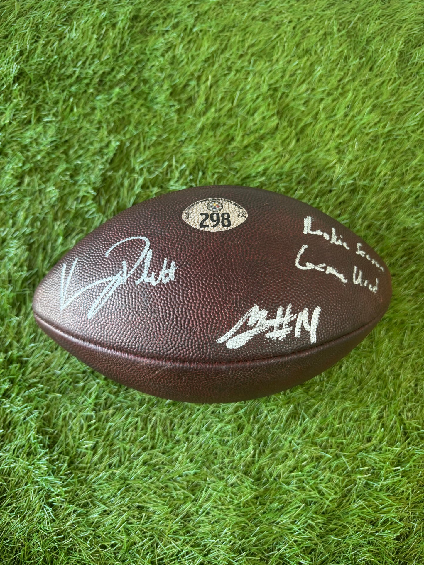 Game Used Pittsburgh Steelers NFL Football “The Duke” Ball Signed by Kenny Pickett and George Pickens