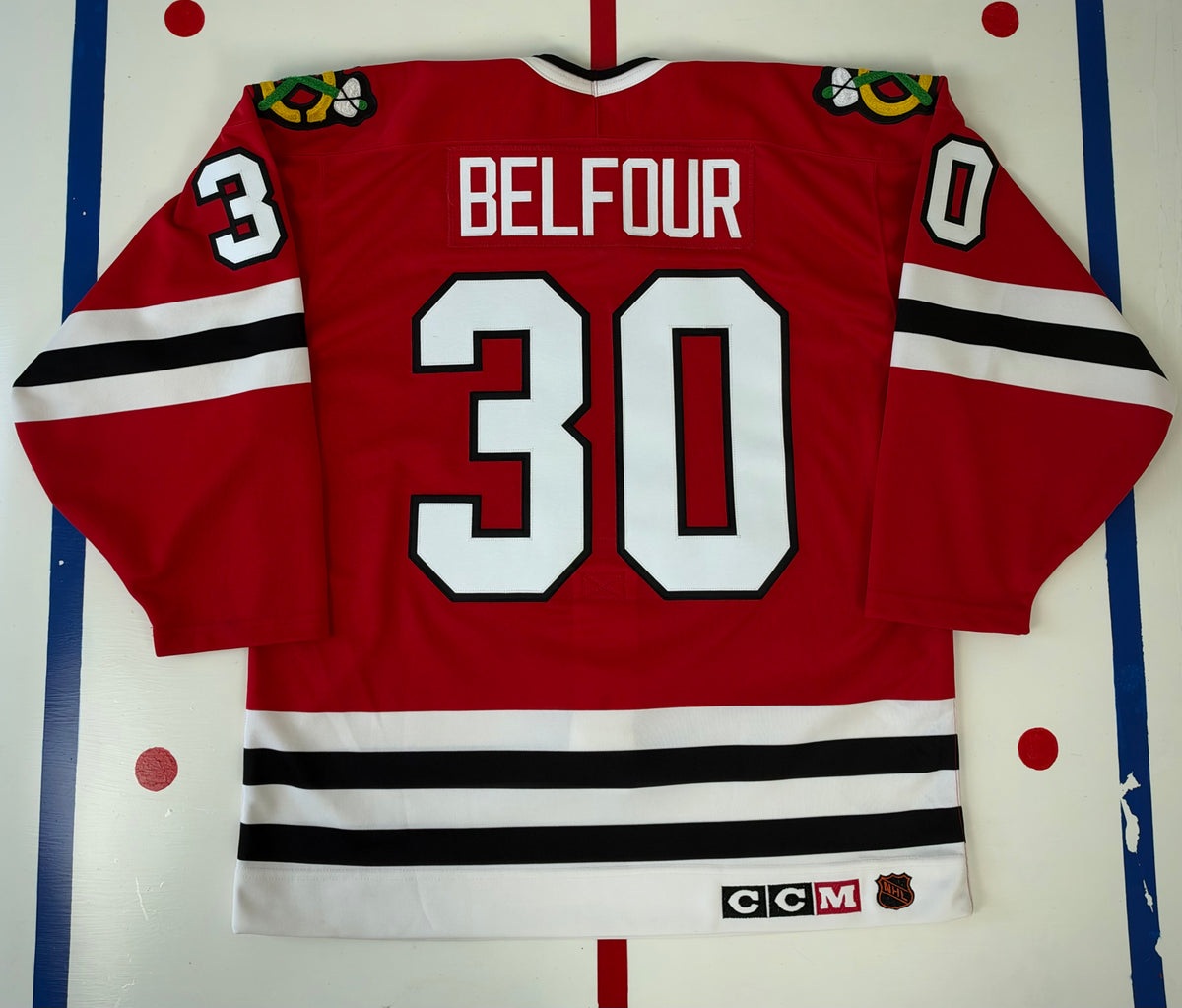 Chicago Blackhawks Ed Belfour 1992 Stanley Cup Finals NHL Hockey Jersey (48/Large)