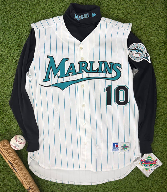 Florida Marlins Gary Sheffield 1995-1998 MLB Baseball Vest Jersey & Long Sleeved Undershirt (48/XL)