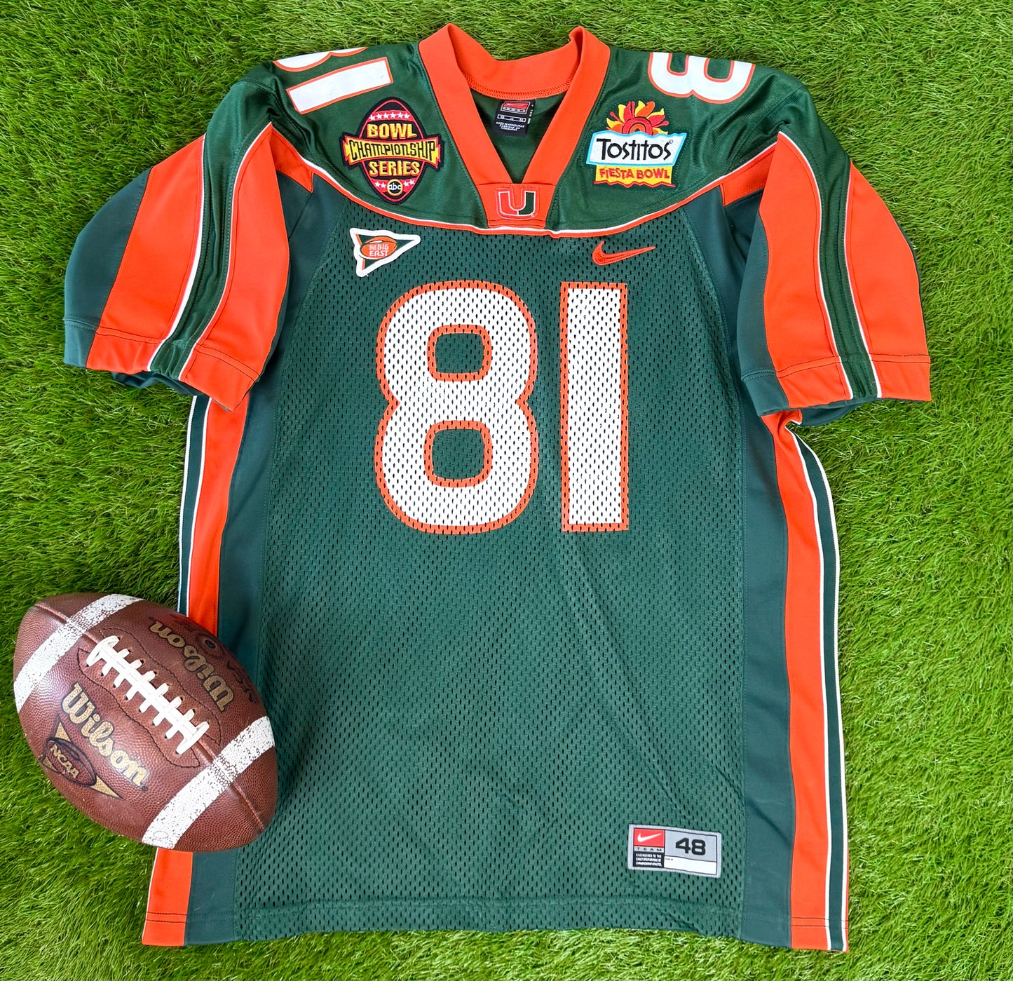 Miami Hurricanes Kellen Winslow Jr. 2003 Tostitos Bowl College Football BCS National Championship Jersey (48/XL)