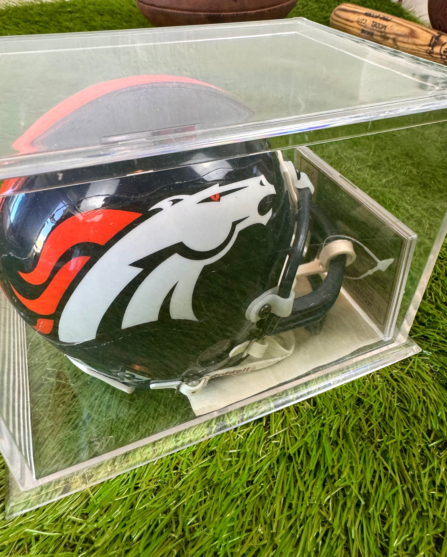 John Elway Autographed John Elway Denver Broncos Signed Mini Helmet and Rookie Card