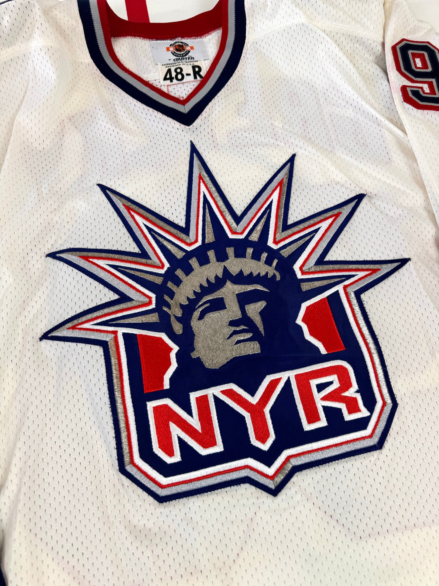New York Rangers 1998-99 Wayne Gretzky White Lady Liberty NHL Hockey Jersey (48/Large)