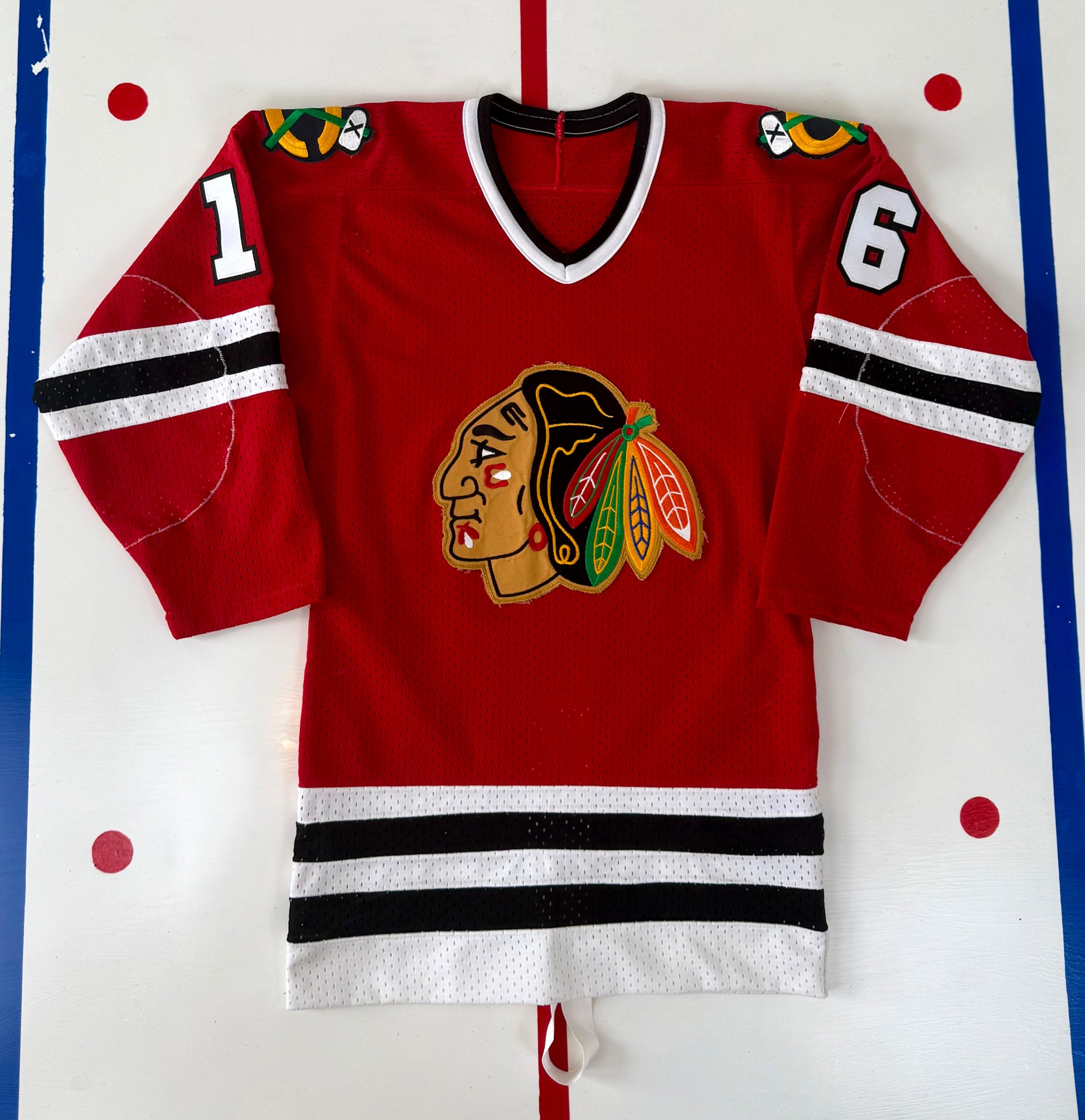 Chicago Blackhawks Eddie Olczyk 1985 Playoff Mesh NHL Hockey