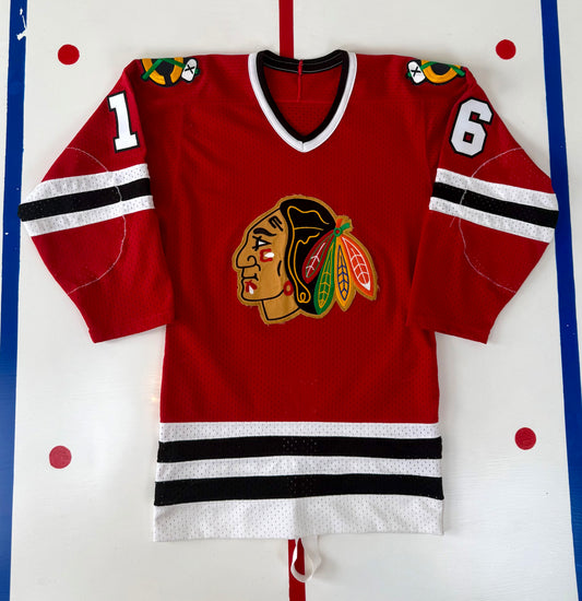 Chicago Blackhawks Eddie Olczyk 1985 Playoff Mesh NHL Hockey Jersey (38/Small)