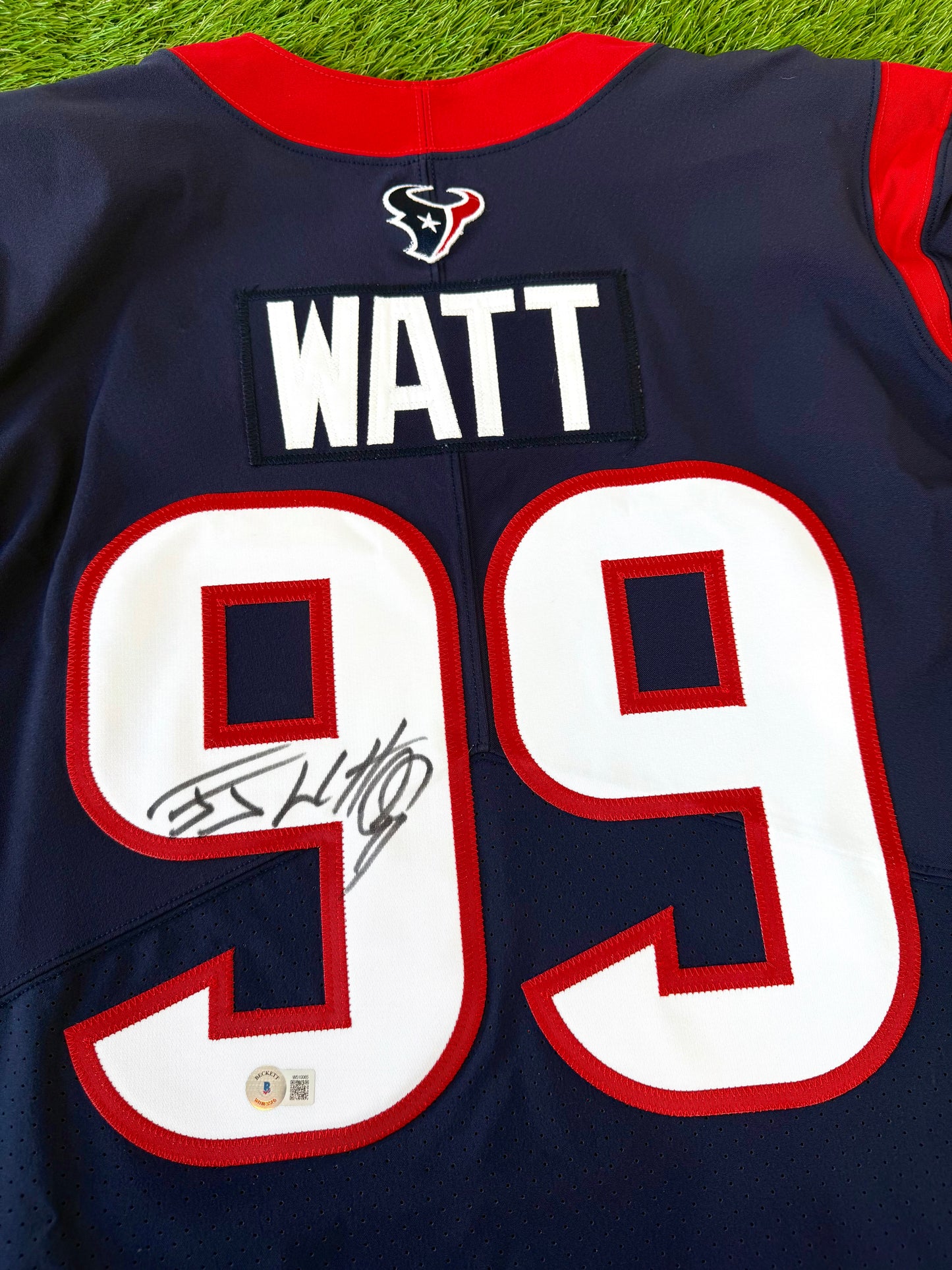 Houston Texans J.J. Watt 2020 Autographed Team Issued NFL Football Jersey (44/Large)