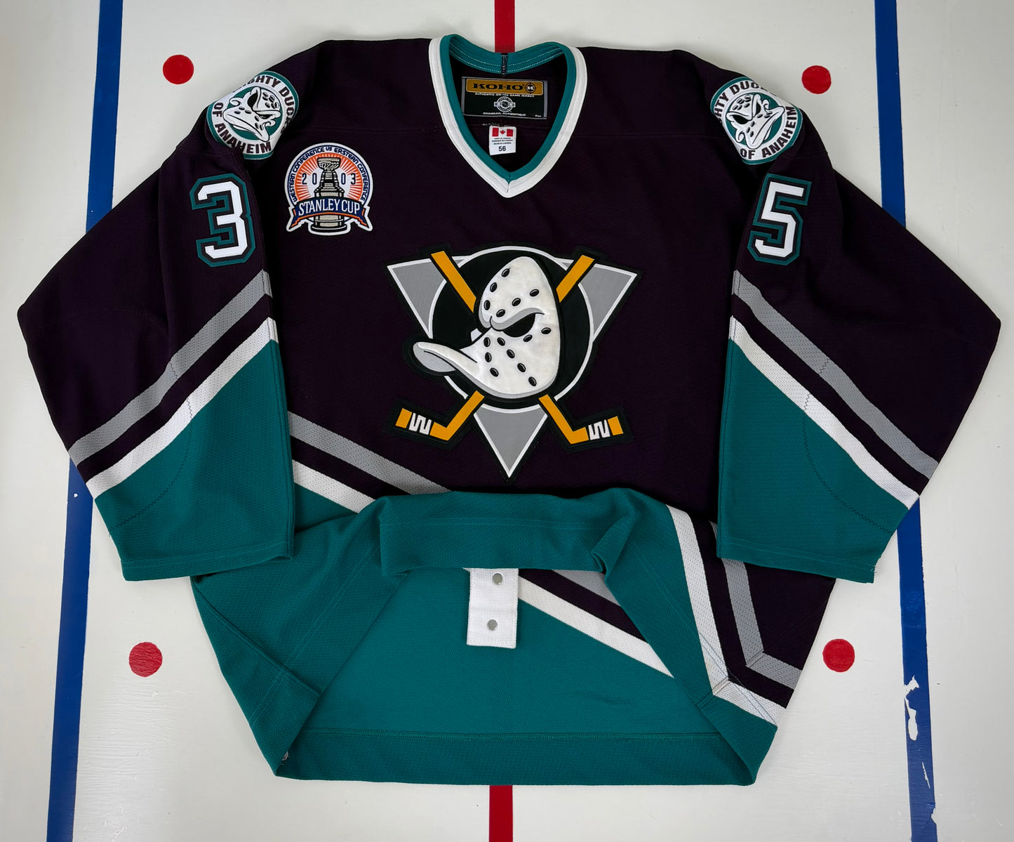 Mighty Ducks of Anaheim Jean-Sébastien Giguère 2003 Stanley Cup Finals NHL Hockey Jersey (56/XXL)