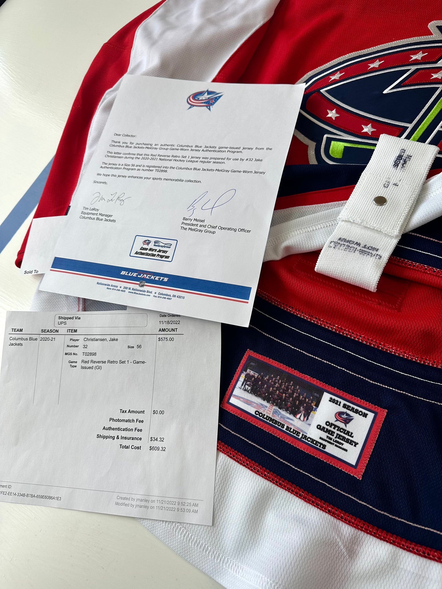 Columbus Blue Jackets Jake Christiansen 2021 Reverse Retro 1.0 NHL Hockey Jersey (56/XXL)
