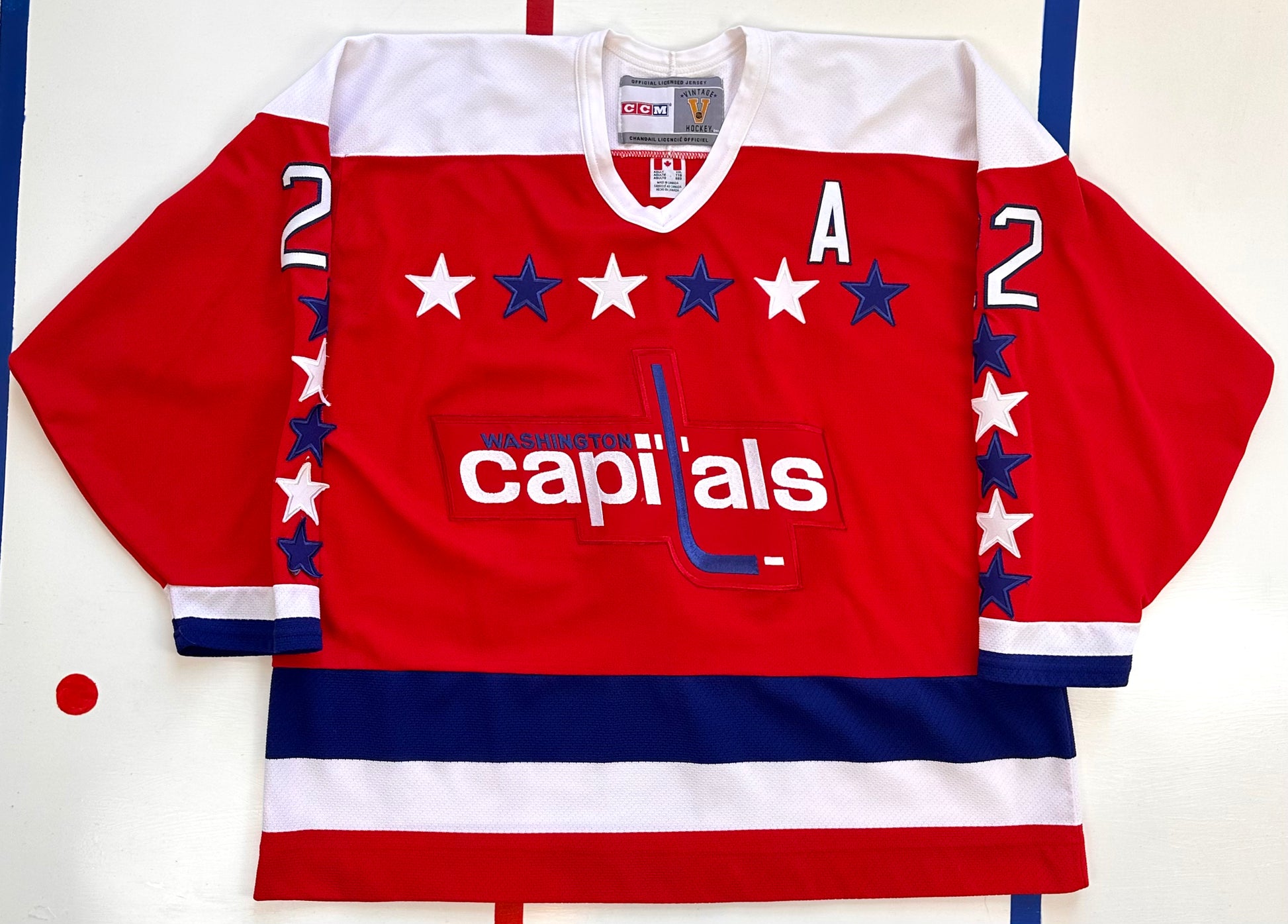 Mitchell & Ness Vintage Hockey NHL Washington Capitals Long Sleeve Shirt  Large