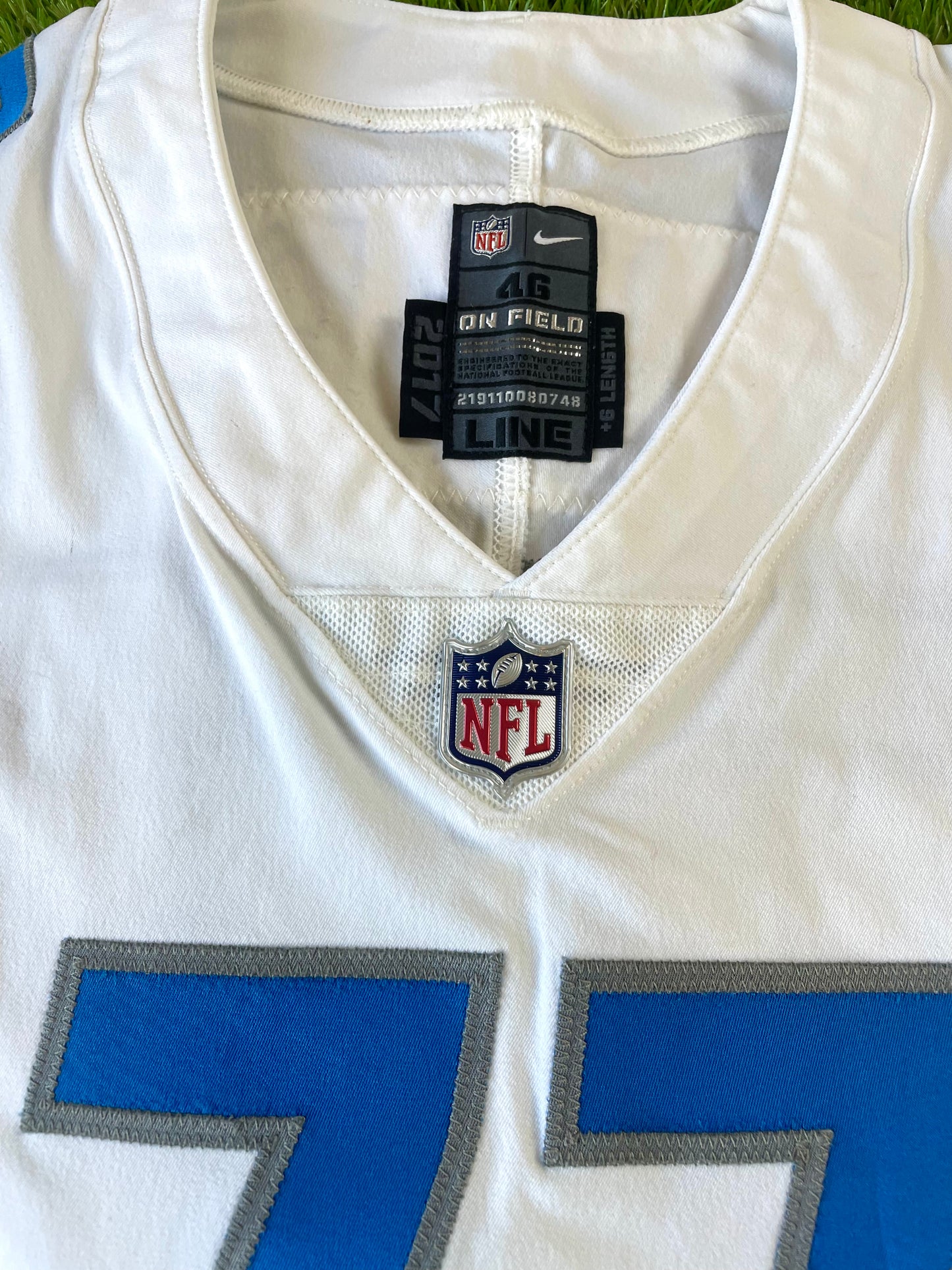 Detroit Lions 2017 Emmett Cleary Game Worn Football Jersey (46/XL)