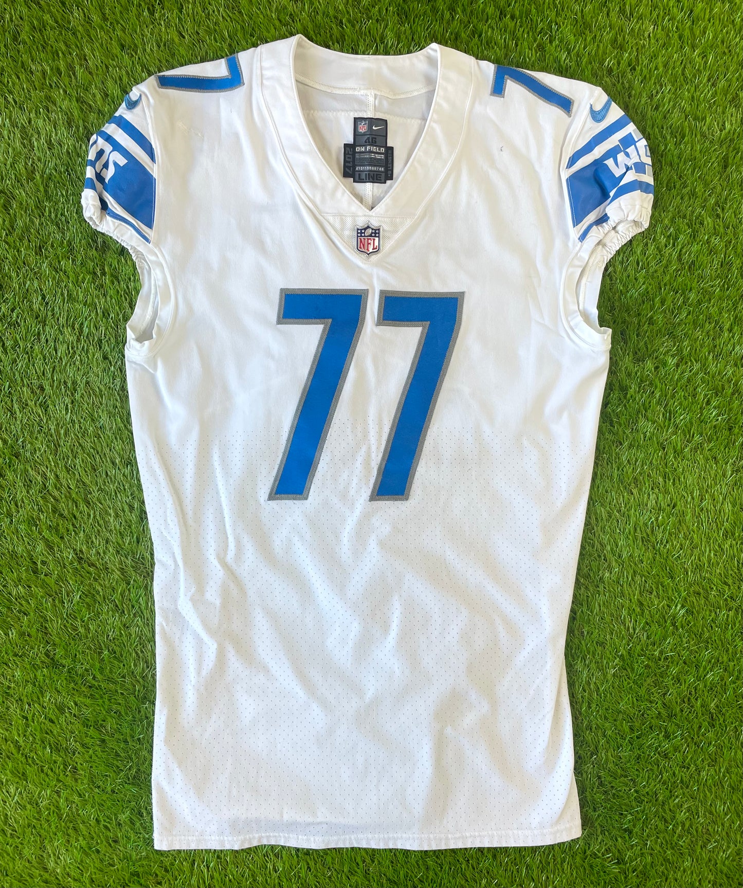 Detroit Lions 2017 Emmett Cleary Game Worn Football Jersey (46/XL)